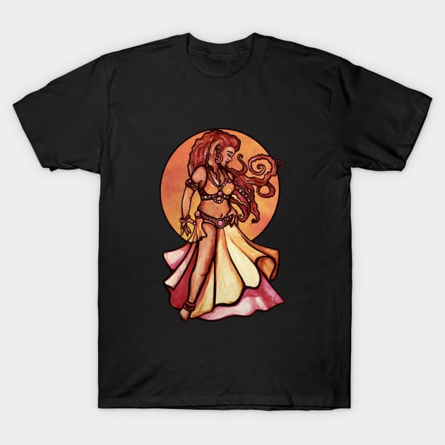 Autumn Moon Belly Dancer Goddess T-Shirt by bubbsnugg